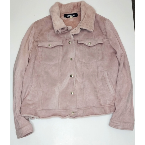 Jou Jou Jackets & Blazers - Jou Jou Faux Shearling in Faded Pink Women's 1X